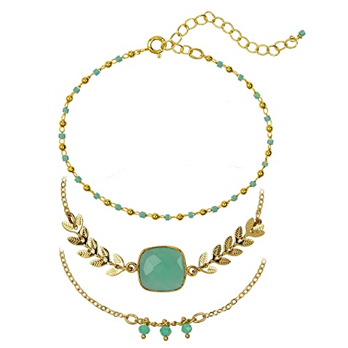 Bijoux pierre carré vert et calcédoine menthe | Un hymne à la douceur