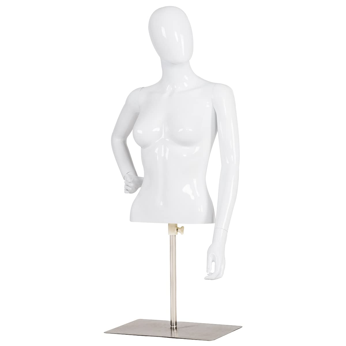 TANGZON Mannequin Torso, Height Adjustable Tailor's Dummy with Rotatable Head, Arms & Heavy Duty Iron Base Stand, Dress Form Display Manikin for Shop Window (Female)
