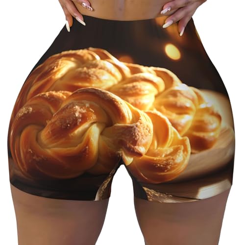 Fried Dough Twist Pattern Sports Shorts, high Elastic Slim Fitness Pants, Suitable for Yoga/Leisure/Daily wear