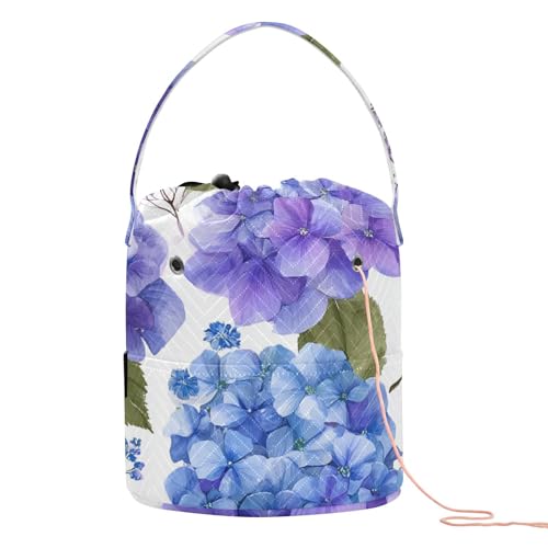 Image of Tatenale Crochet Bag Yarn Bag Knitting Project Bag with Pockets and Handle Portable Yarn Storage Organizer Tangle Free 8.3x11 InchPurple Hydrangea Herb05