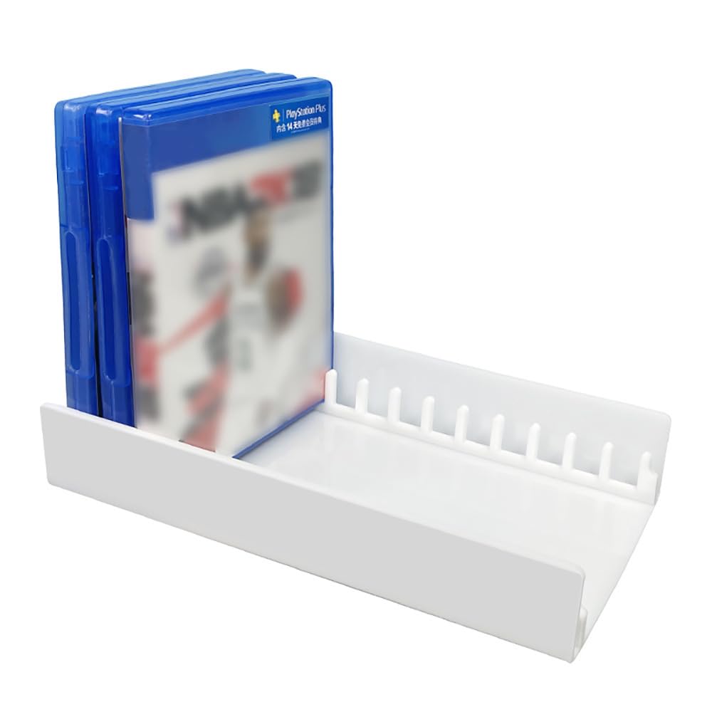 Générique Support de rangement de jeux vidéo en acrylique pour PS5 PRO, support de rangement de boîtes de cartes de jeux, support de rangement de CD pour 12 boîtes de jeux (transparent) (Blanc)