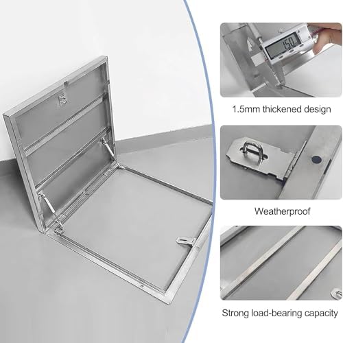 Heavy Duty Stainless Steel Roof Hatch Lockable Security Skylight Manhole Cover for Home & Commercial Maintenance Access Door for Safe Roof Access