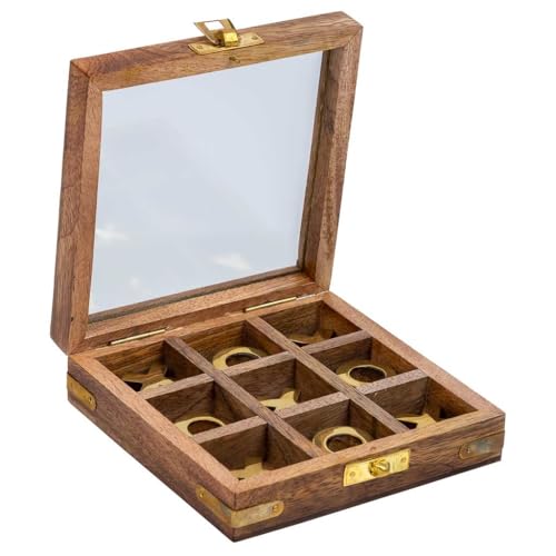 Morpion 3 en ligne boîte bois marron cadeau original boisé - 4