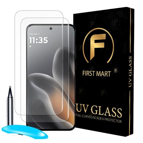 Image of FIRST MART Military-Grade UV Tempered Glass For Motorola Edge 70 Fusion (6.78 Inch) With Edge To Edge Full Screen Coverage | Case Friendly, 9H Hardness, HD-Clearity | Crystal Clear, Pack of 2