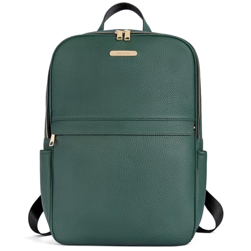 BOSTANTEN Genuine Leather 15.6 inch Laptop Backpack Purse for Women College Casual Backpack Travel Bag Daypack Green