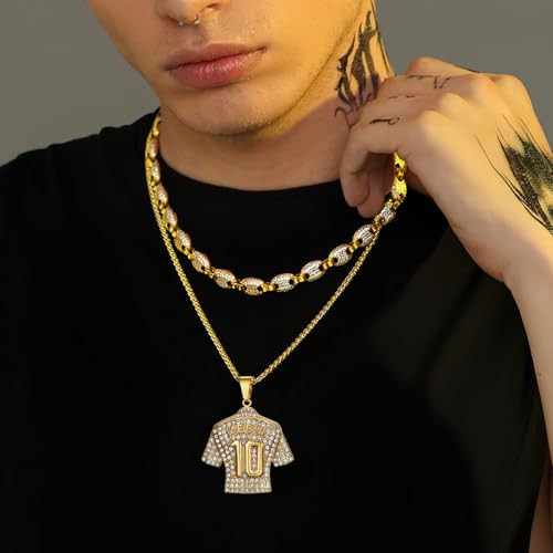 Custom 0-99 Football Jersey Number Chain with Name, Personalized Soccer Necklace for Men, Bling Football Number Necklace for Soccer Lovers, Hip Hop Jewelry Gifts for Men4