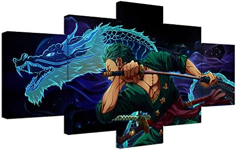 KAIWALK Anime Poster Roronoa Zoro Poster Print on Canvas Painting Wall Art for Living Room Decor Boy Gift (With Frame, Q-Zoro 2)