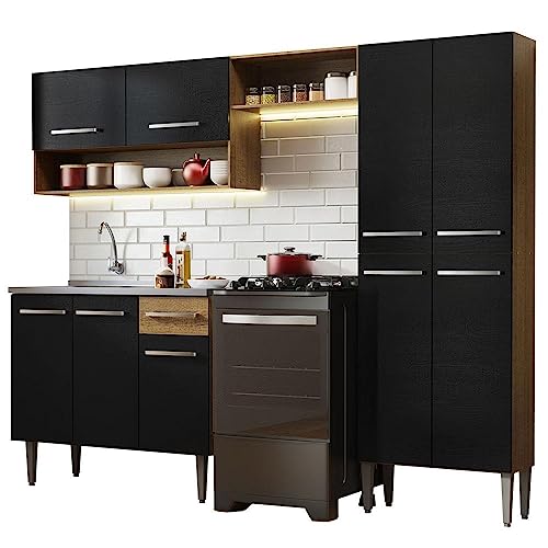 Opiniones de Mueble de Cocina Con Tarja Top 5. 43 Madesa Cocina Integral Modular con Tarja INOX 229cm Emilly 10 - Marrón/Negro