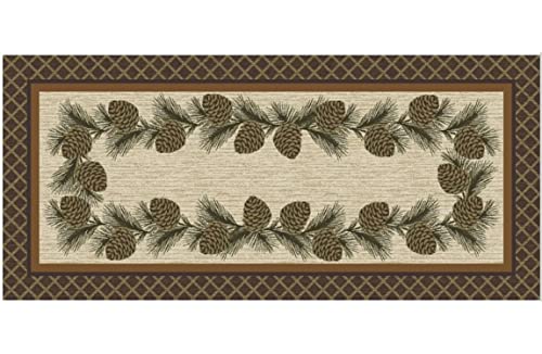 Cozy Cabin Broken Branch Non Slip Rug 20"x44", Beige