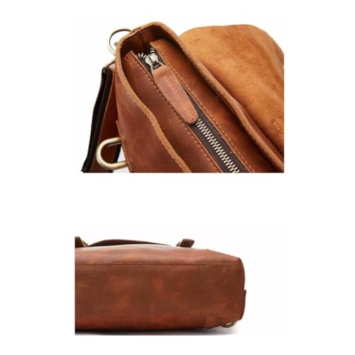 Mens Luggage Handbags Briefcases Laptop Bags Genuine Leather Messenger Shoulder Bags Casual Daypacks(Yellow)4