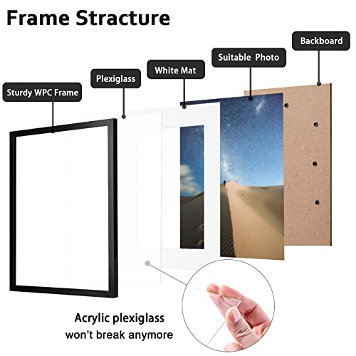 Kinlink 12X16 Picture Frames Black, Photo Frames With Plexiglass For Picture 11X14 With Mat Or 12X16 Without Mat, Composite Wood Picture Frames For Table Top And Wall Mounting, Set Of 2 #TOP2