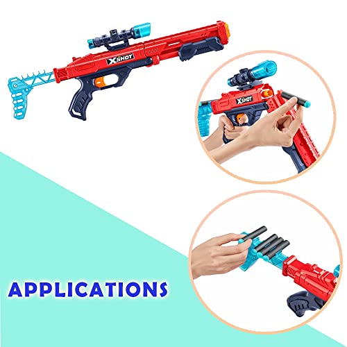 HMIR X-shot Excel Hawk Eye Foam Dart Blaster Gun- 16 Black Foam Darts With Soft Blue Tip-toy Gun With Removable Scope-multi-player Game For Children For Children Aged 8 And Up. - Image 3