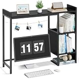 IGERI Desk Hutch Top Only Dorm - Desktop Shelf Bookshelf 38.6" Organizer White Shelves for Computer Dorm Office