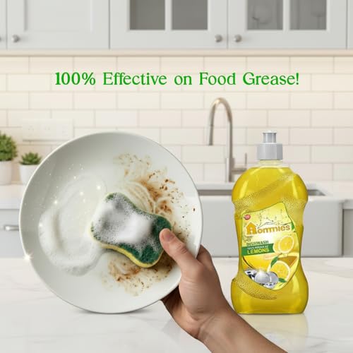 Image of Hommies Lemon Dishwash Liquid Gel Refill Pack 500ml Pack of 2 | No Residue Grease Cleaner Kitchen Soap for Utensils | Tough on Stains Gentle on Hands