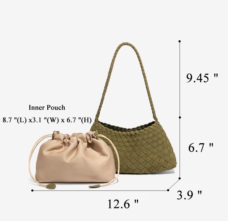 Woven Hobo Bags for Women Suede Woven Tote Bag Trendy Bucket Purse Underarm Shoulder Bag Vintage Handbag Retro Clutch Purses - Image 7