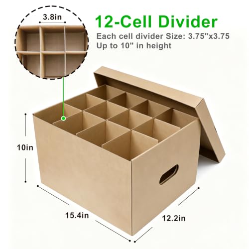 4-Piece Wine Glasses Moving Boxes (15 x 12 x 10 inches) moving boxes with handles,Glassware and Tableware packing boxes for moving - Image 2