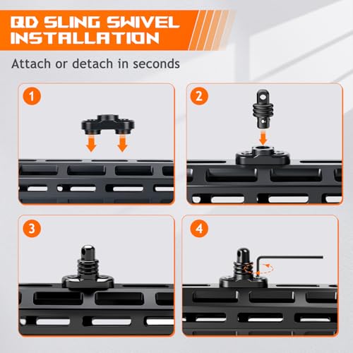 Image of QD Sling Swivel Stud for QD Sling Mount, Heavy Duty Steel Quick Detach Sling with Button