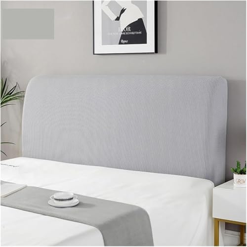 Image of HOMETHREADS Stretchable Lycra /Velvet Bed Headboard Cover Soft BedHead Dust-Proof Cover,Head Back Protector for Your Leather /Cloth /Wooden Bedside|3to3.3 Feet Single Bed Back Cover (Light Grey, 90x65cm)