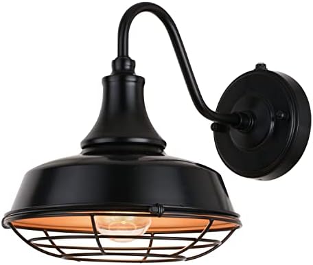 VAXCEL Dorado 10.25 in. H 1-Light Dark Bronze and Light Gold Dusk to Dawn Sensor Industrial Outdoor Wall Sconce, Gooseneck Metal Shade, LED Compatible for Exterior Porch Patio Front Door or Garage