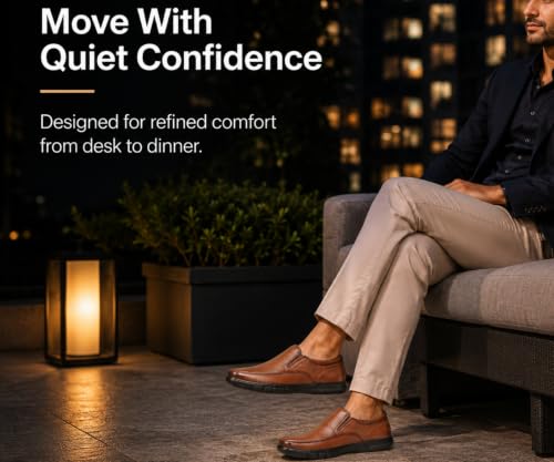 Image of Kraasa Brass Formal Shoes for Men | Vegan Leather Slip-On Office Shoes