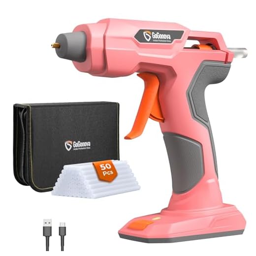 GoGonova Hot Glue Gun, 20s Fast Preheating Cordless Glue Gun, 2Ah USB-C Rechargeable Hot Glue Gun and 50 Pcs Mini Glue Sticks Set with Storage Case