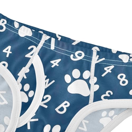 CHIFIGNO Boys' Cotton Briefs Printed Underwear Breathable Briefs Underwear for Toddler Boys, Cute Paws Numbers Letters Navy4