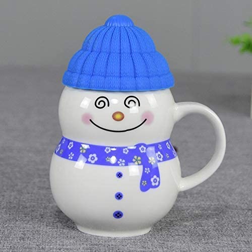 Wings Mart "Snowman Blue Coffee Mug 330 ml Coffee Milk Tea Cup with Funny Lid Perfect Novelty Best Gift for Birthday Gift for Christmas, Kids, Daughter (Snowman Blue Mug)
