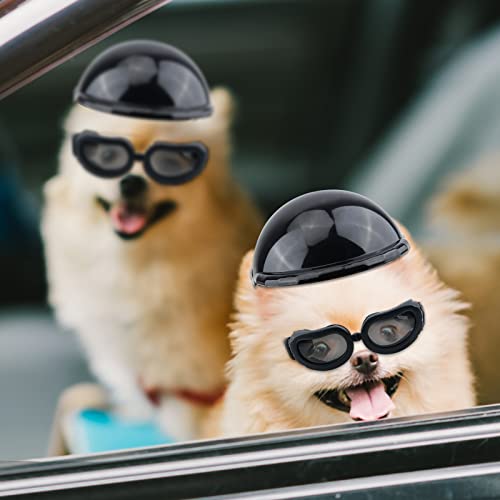 Hacraho Pet Helmet And Goggles Set, 2 Pcs Helmet And Sunglasses Pet Cap Hard Hat Adorable Puppy Goggles For Small Pets, Five Inches #TOP5