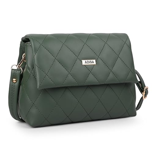 Image of ADISA Women's Girls Quilted Cross Body Sling Bag with Height Adjustable Belt (SL5169)