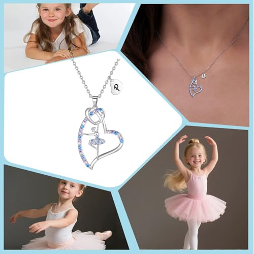 Ballerina Necklaces Gifts for Girls Ballet Dancer Necklaces for Teens Little Girls Heart Initial Dance Necklace Jewelry GiftsWomen4