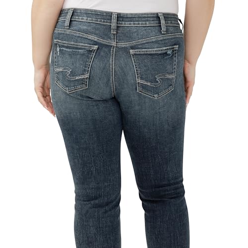 Silver Jeans Co. Women's Plus Size Suki Mid Rise Curvy Fit Straight Leg Jeans, Chord4