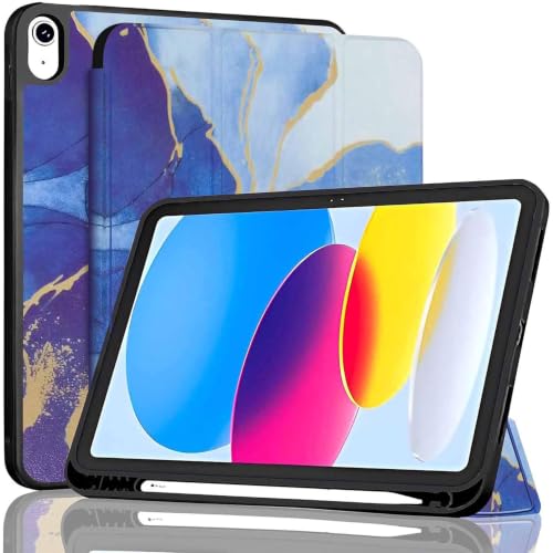 Image of ProElite Smart Case for iPad (A16) 11th /10th Generation (2025 /2022) [Auto Sleep /Wake Cover] [Left Side Pencil Holder] [Soft Flexible Case] Recoil Series - Ocean Blue
