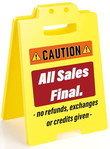 MBL All Sales Final Sign - No Refunds or Exchanges Signs, Small Mini Desktop Caution Stocking Stuffers Christmas Xmas Holiday Gifts for Business Retail Store Shop Restaurant Bar Office Hotel Pub Cafe