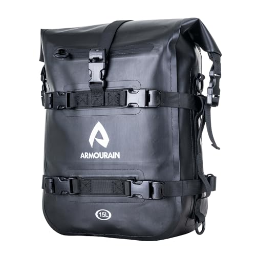 ARMOURAIN シートバッグ防水 15L バイク サイドバッグバイク カバンドライバッグ ツールバッグガードバーバッグ (TPU ブラック, 15L)