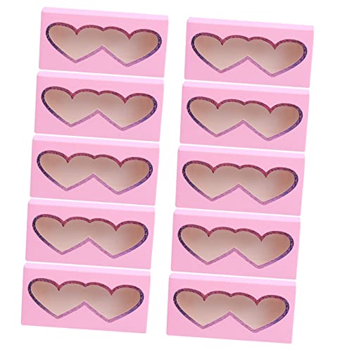 POPETPOP 10個空のまげボックス 紙製まげケース 収納ボックス ハート型 透明窓付き 軽量 携帯便利