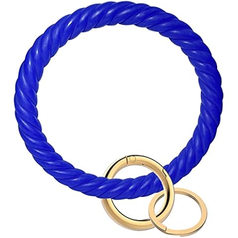 Idakekiy Key Chain, Silicon Wristlet Keychain Bangle Keyring Bracelet Holder for Women Girl (Blue) Cover