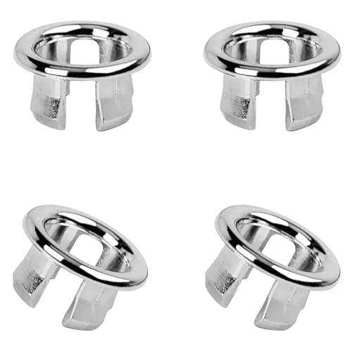 4 Pack Bathroom Basin Sink Round Hole Trim Chrome Overflow Cover Ring Hole Insert in Cap Hollow Ring for Hole Diameter Replacement Ceramic Pots for Home,Sink,Bathroom,Kitchen