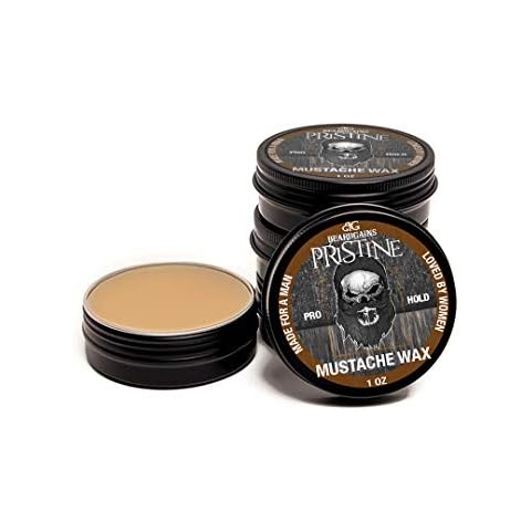 Beard Gains Pristine Scent Strong Hold Mustache Wax 1oz - Hold, Mold, and Tame Moustache W/Organic and Natural Stache Wax (Brown) Cover