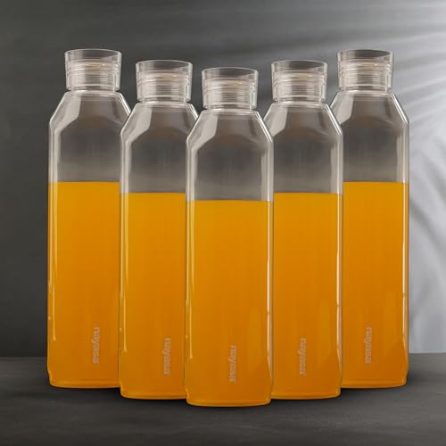 Image of Nayasa Space Plastic Water Bottle 1150 ml | Set of 5 | BPA-Free Fridge Bottle for Home, Office, School, Gym | Leak-Proof & Durable | Clear