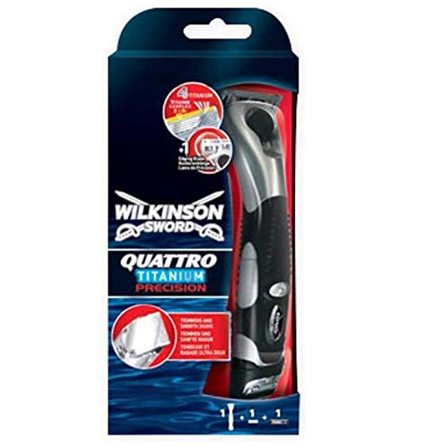 Wilkinson Rasoio Quattro Titanium Precision con 1 Quadrilama e Regolabarba Integrato - 80 gr