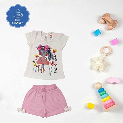 Image of LuvLap Baby Girls Regular Fit 100% Cotton Half Sleeves Girls Top CoSet Pack of 3