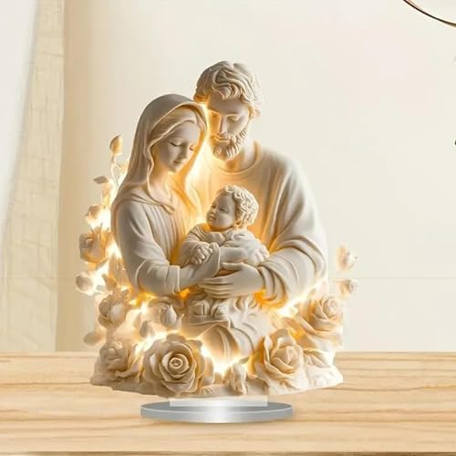 Image of 2D Jesus Holy Figure Decoration Religious Home Decor for Cabinet Home Office White Holy Family
