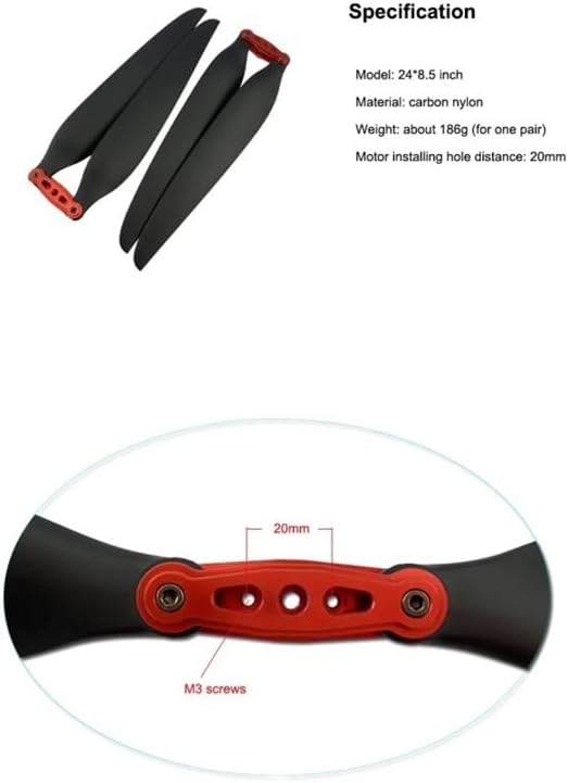 24inch Carbon Nylon Foldable Mount Adaptor Propeller Holder 24 * 8.5 Props CW CCW UAV Drone(3 CW and 3 CWW)