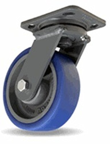 6" x 2" Hamilton (S-WH-6SPB) Swivel Plate Caster, Polysoft on Cast Iron Wheel