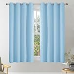 VEHEDE Blackout Curtains 54 Inch Drop, Eyelet Thermal Insulated Short Curtain for Bedroom, Soft Small Living Room Window Curtains & Drapes, W46 x L54 Inch, Sky Blue, 2 Panels