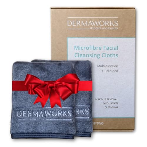 2x LUXURY MICROFIBRE FACE CLOTHS for Men & Women, Exfoliating & Cleansing Face Flannels, Makeup Remover Cloth
