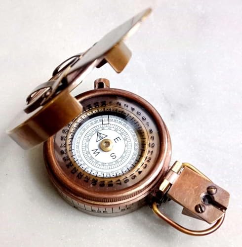 Boussole militaire en laiton antique boussole prismatique de collection style nautique