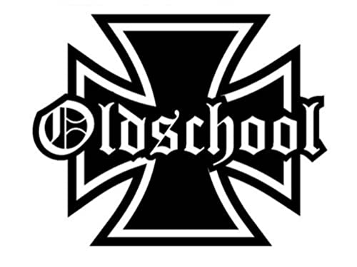 hotrodspirit - Sticker Fin Croix Malte Noir Oldschool 13.5x11 cm Autocollant Rock Roll Hot Rod