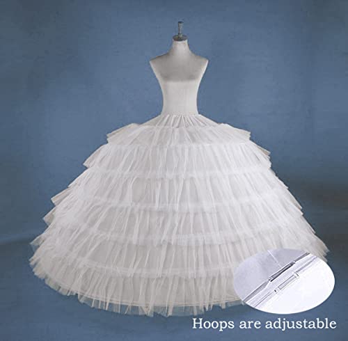 Women's Tulle Petticoat Underskirt Crinoline Wedding Dress 6 Hoop White for Bridal Dress2