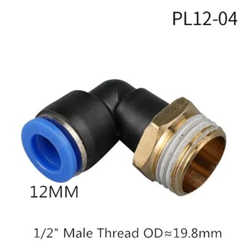 Racor neumático industrial codo PL12-04 con rosca de alta precisión 3